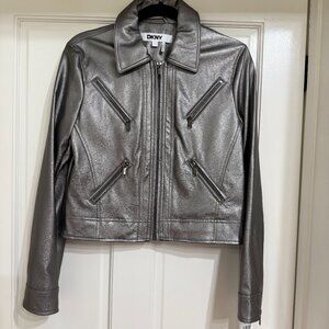 NEW with tags DKNY Metallic Gray Short Jacket sz S